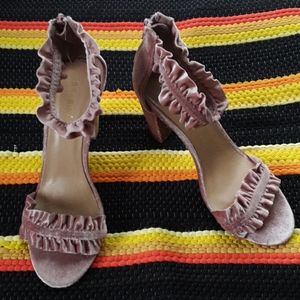 BAABOO Suede Round Heels Zip-up Back Open-Toe  S..